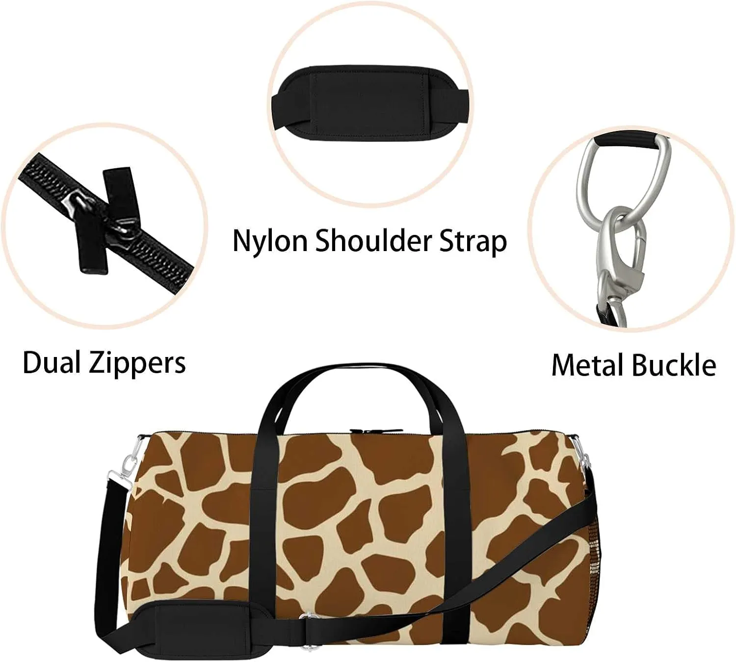 Sports Gym Bag for Women and Men Waterproof Giraffe Skin Egg Color Stripe Duffel Bag Lightweight Carryon Traveling Boarding Gripsack