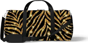 Sports Gym Bag for Women and Men Waterproof Gold Zebra Pattern Illustration Duffel Bag Lightweight Carryon Traveling Boarding Gripsack