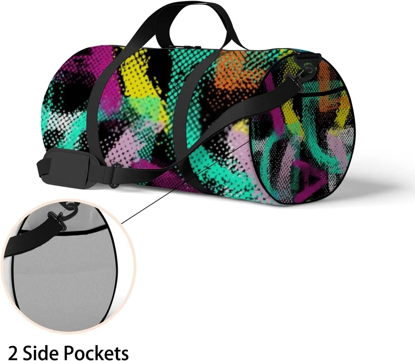 Sports Gym Bag for Women and Men Waterproof Halftone Alphabet Duffel Bag Lightweight Carryon Traveling Boarding Gripsack