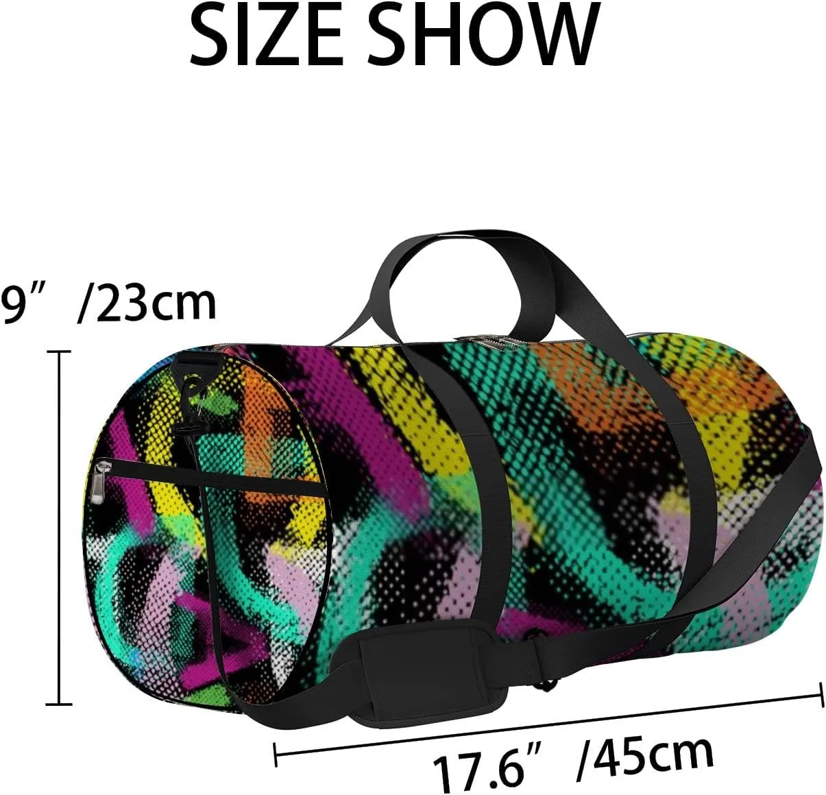 Sports Gym Bag for Women and Men Waterproof Halftone Alphabet Duffel Bag Lightweight Carryon Traveling Boarding Gripsack