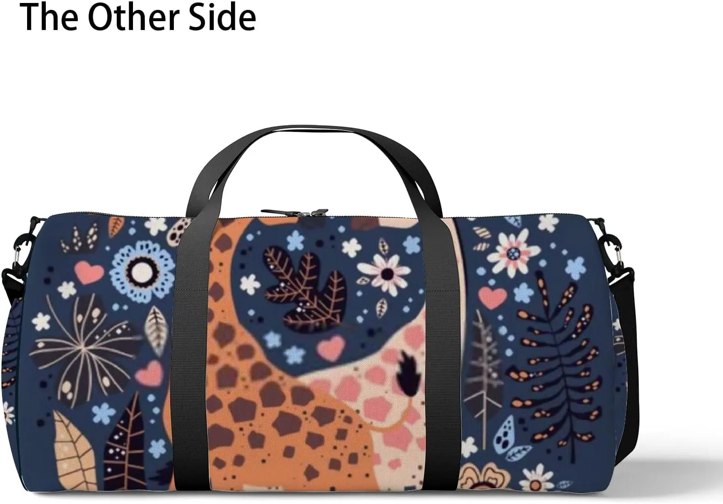 Sports Gym Bag for Women and Men Waterproof Hand Drawn Cute Giraffes Blue Duffel Bag Lightweight Carryon Traveling Boarding Gripsack