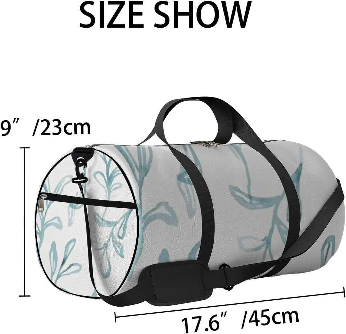 Sports Gym Bag for Women and Men Waterproof Hand Drawn Leaves Green Duffel Bag Lightweight Carryon Traveling Boarding Gripsack
