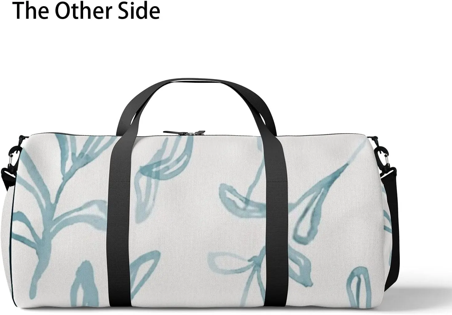 Sports Gym Bag for Women and Men Waterproof Hand Drawn Leaves Green Duffel Bag Lightweight Carryon Traveling Boarding Gripsack