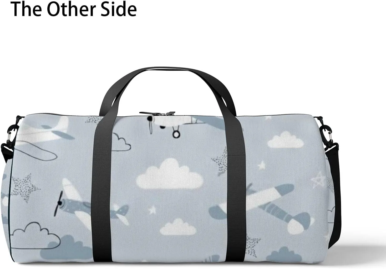 Sports Gym Bag for Women and Men Waterproof Hand Drawn Scandinavian Style Blue Duffel Bag Lightweight Carryon Traveling Boarding Gripsack