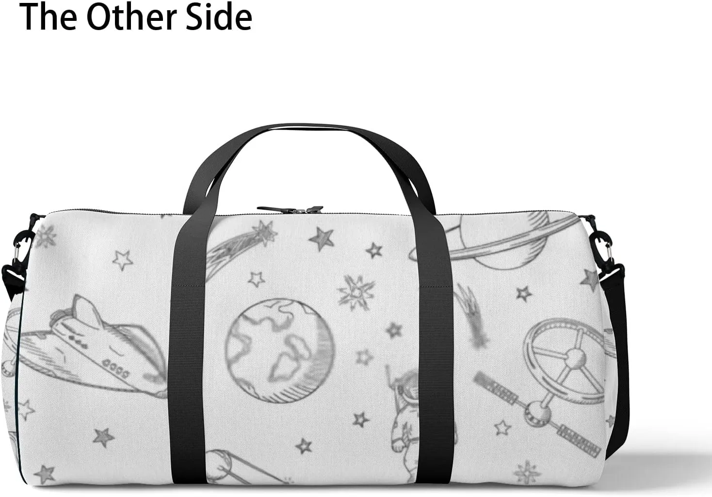 Sports Gym Bag for Women and Men Waterproof Hand Drawn Set of Astronomy Doodles Duffel Bag Lightweight Carryon Traveling Boarding Gripsack