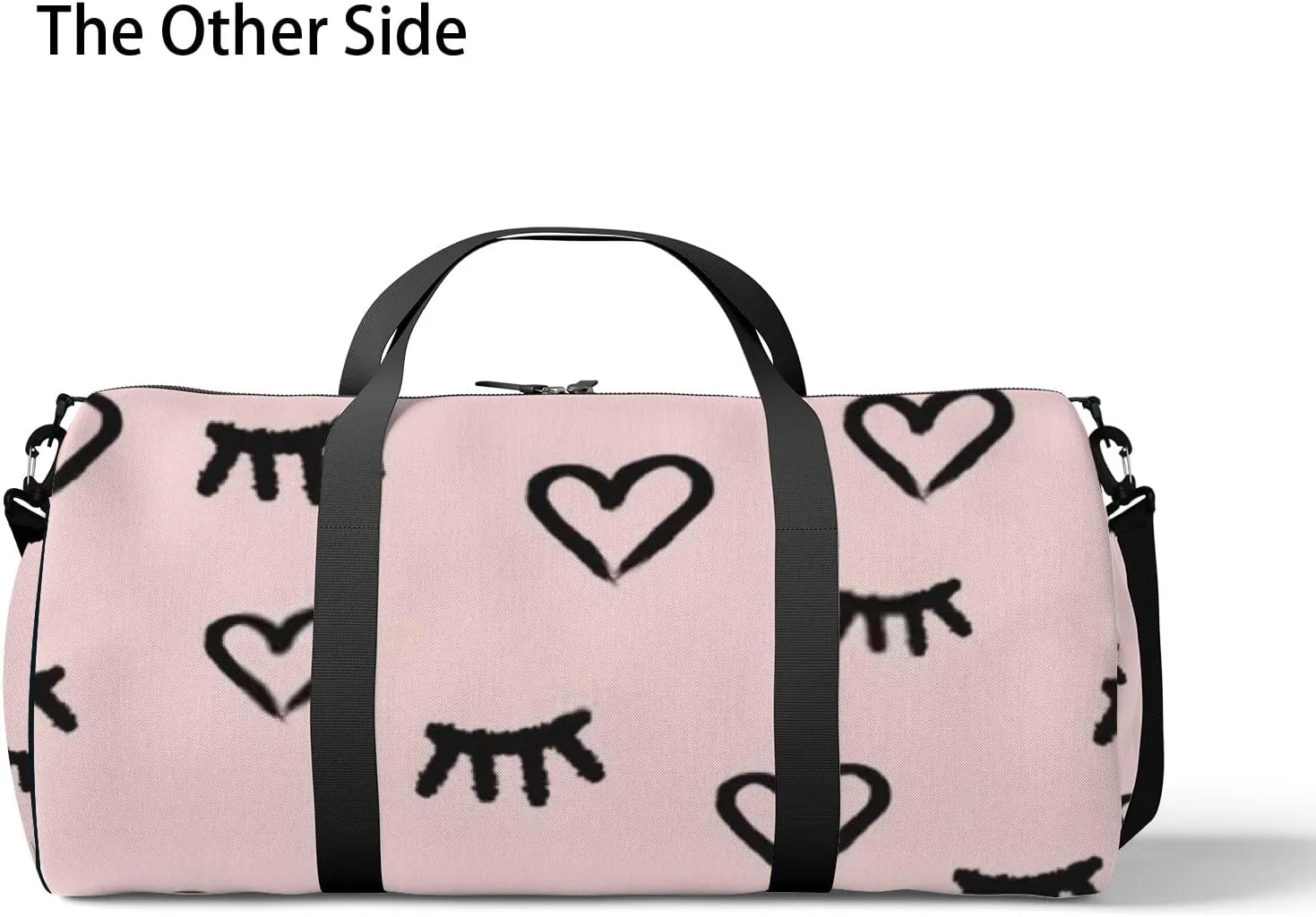Sports Gym Bag for Women and Men Waterproof Hearts Eyes Sketch Style Pink Duffel Bag Lightweight Carryon Traveling Boarding Gripsack