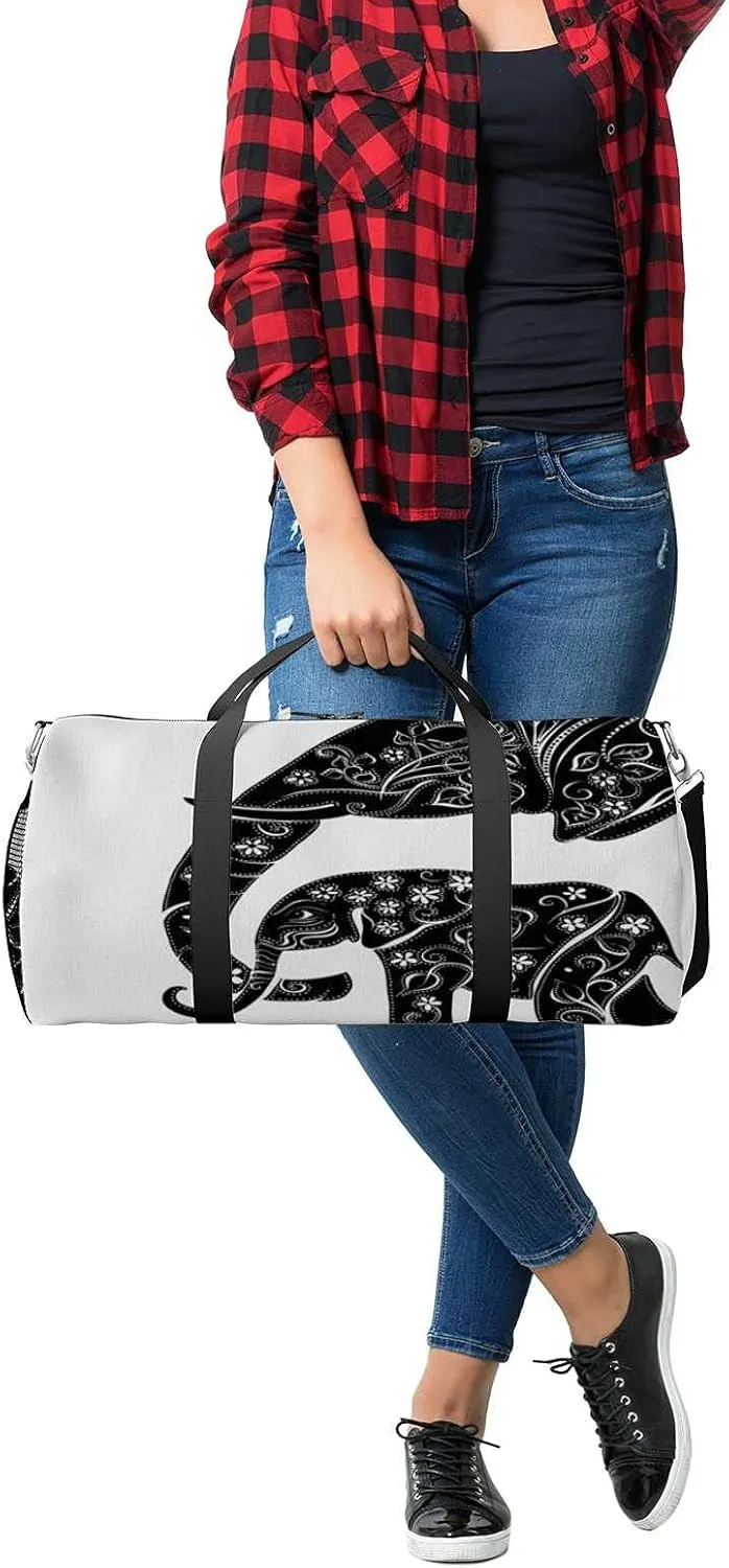 Sports Gym Bag for Women and Men Waterproof Illustration Animal Elephant- Duffel Bag Lightweight Carryon Traveling Boarding Gripsack