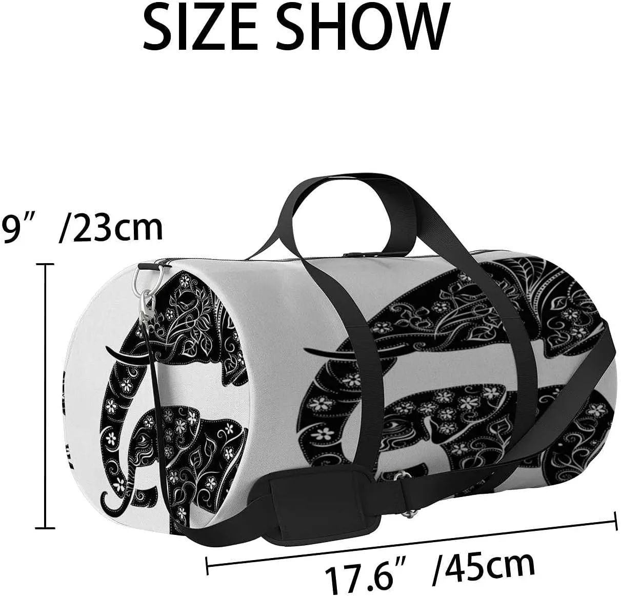 Sports Gym Bag for Women and Men Waterproof Illustration Animal Elephant- Duffel Bag Lightweight Carryon Traveling Boarding Gripsack