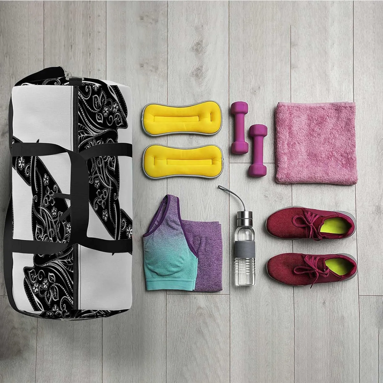 Sports Gym Bag for Women and Men Waterproof Illustration Animal Elephant- Duffel Bag Lightweight Carryon Traveling Boarding Gripsack