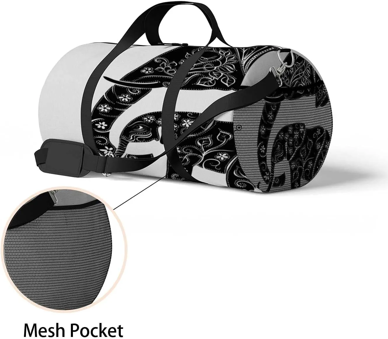 Sports Gym Bag for Women and Men Waterproof Illustration Animal Elephant- Duffel Bag Lightweight Carryon Traveling Boarding Gripsack