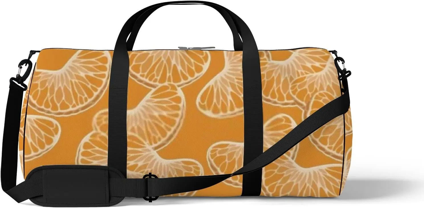 Sports Gym Bag for Women and Men Waterproof Juicy Tangerine Orange Duffel Bag Lightweight Carryon Traveling Boarding Gripsack
