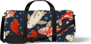 Sports Gym Bag for Women and Men Waterproof Koi Carp Pattern Duffel Bag Lightweight Carryon Traveling Boarding Gripsack