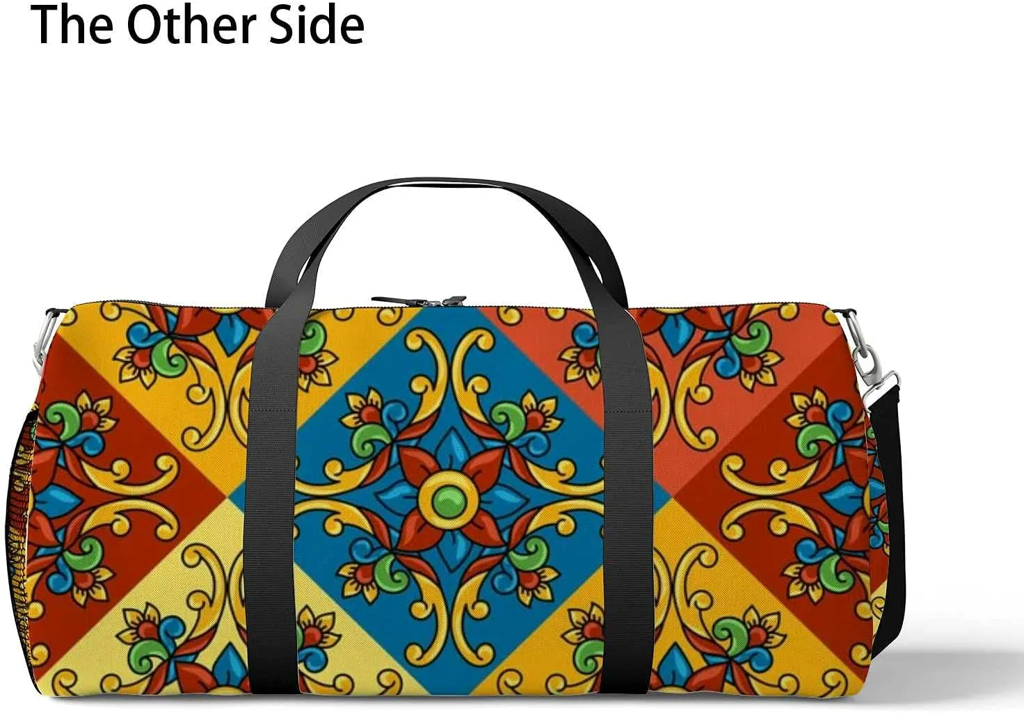 Sports Gym Bag for Women and Men Waterproof Mexican Talavera Ceramic Pattern Duffel Bag Lightweight Carryon Traveling Boarding Gripsack