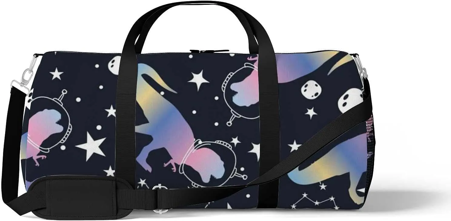 Sports Gym Bag for Women and Men Waterproof Pattern Cute Dinosaurs Duffel Bag Lightweight Carryon Traveling Boarding Gripsack