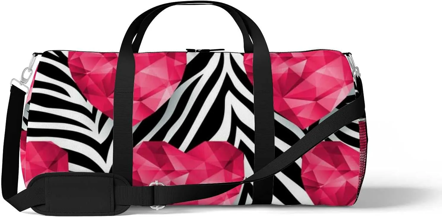 Sports Gym Bag for Women and Men Waterproof Pattern Zebra Print Duffel Bag Lightweight Carryon Traveling Boarding Gripsack