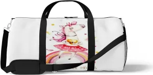 Sports Gym Bag for Women and Men Waterproof Rainbow Cute Watercolor Horse Duffel Bag Lightweight Carryon Traveling Boarding Gripsack