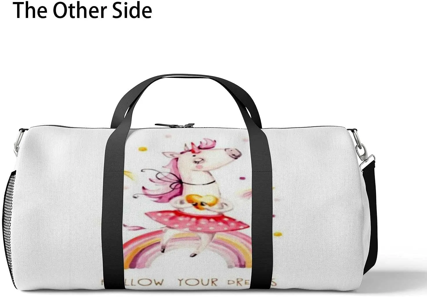 Sports Gym Bag for Women and Men Waterproof Rainbow Cute Watercolor Horse Duffel Bag Lightweight Carryon Traveling Boarding Gripsack