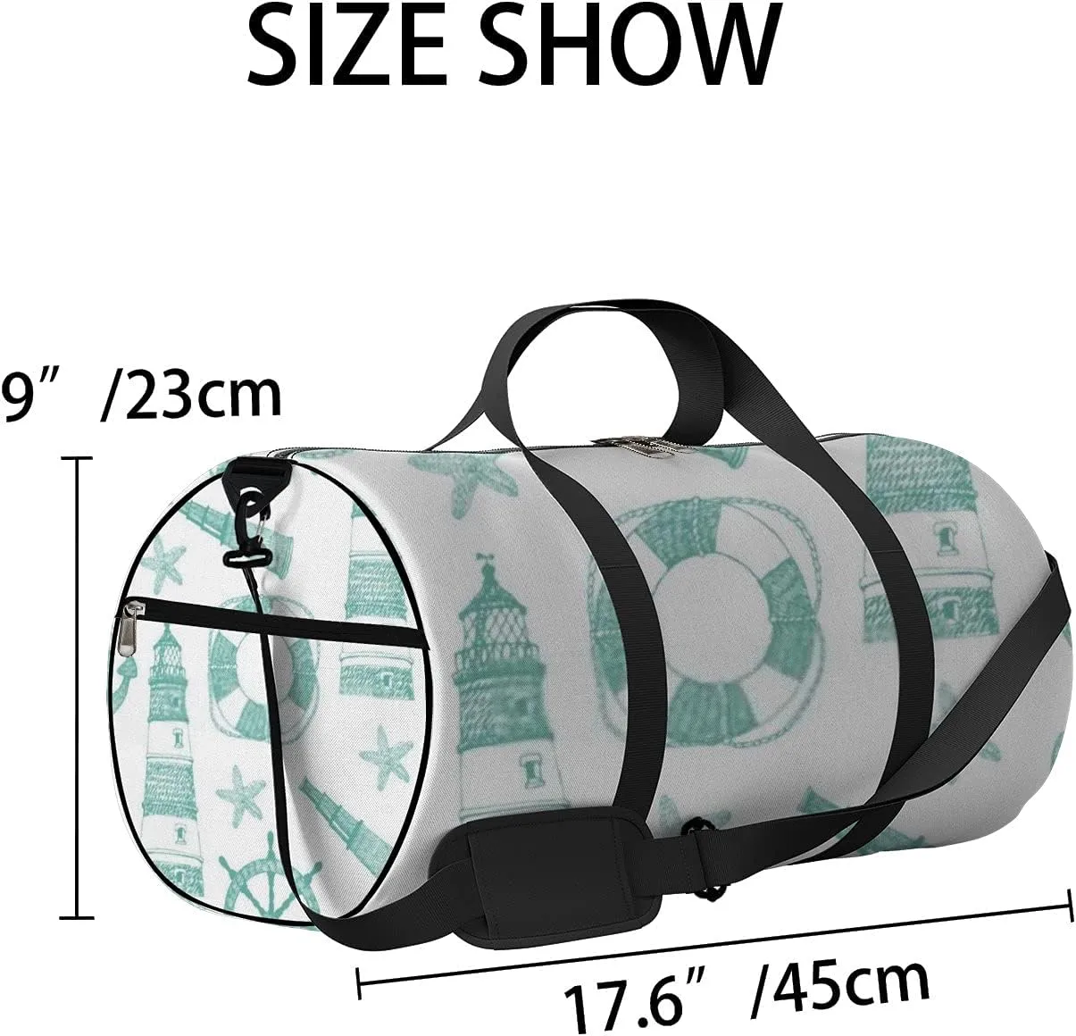 Sports Gym Bag for Women and Men Waterproof Sea Blue Pattern Duffel Bag Lightweight Carryon Traveling Boarding Gripsack