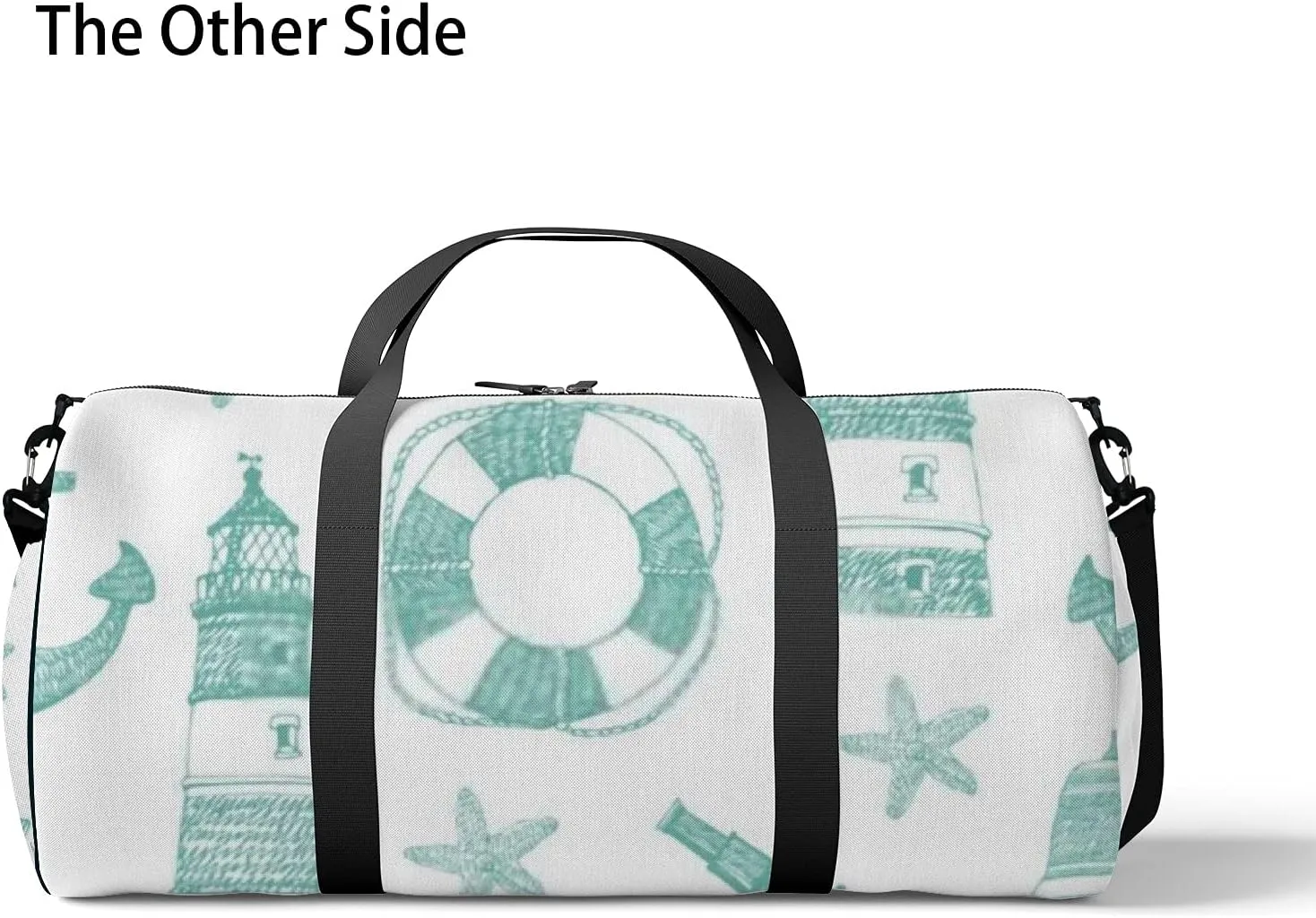 Sports Gym Bag for Women and Men Waterproof Sea Blue Pattern Duffel Bag Lightweight Carryon Traveling Boarding Gripsack