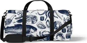 Sports Gym Bag for Women and Men Waterproof Seafood Pattern Duffel Bag Lightweight Carryon Traveling Boarding Gripsack