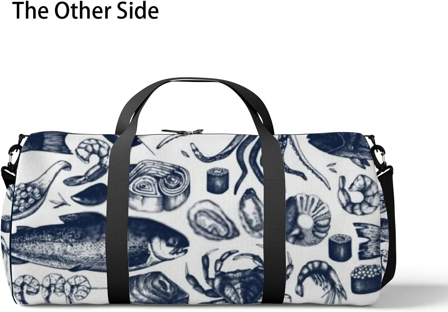 Sports Gym Bag for Women and Men Waterproof Seafood Pattern Duffel Bag Lightweight Carryon Traveling Boarding Gripsack