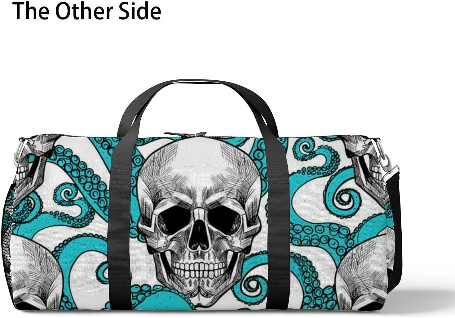 Sports Gym Bag for Women and Men Waterproof Skull Tentacles Octopus Pattern Duffel Bag Lightweight Carryon Traveling Boarding Gripsack