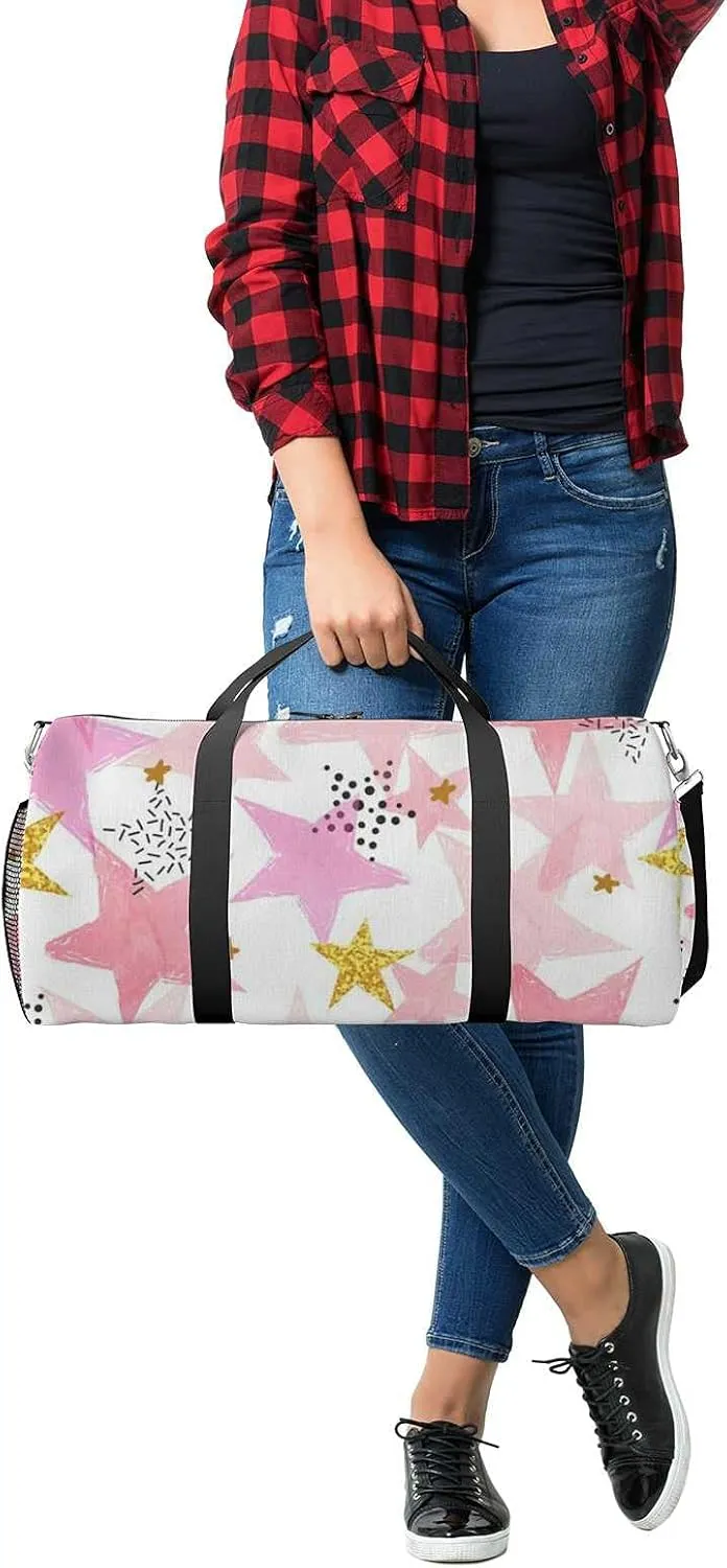 Sports Gym Bag for Women and Men Waterproof Stars Pattern Background Watercolor Duffel Bag Lightweight Carryon Traveling Boarding Gripsack
