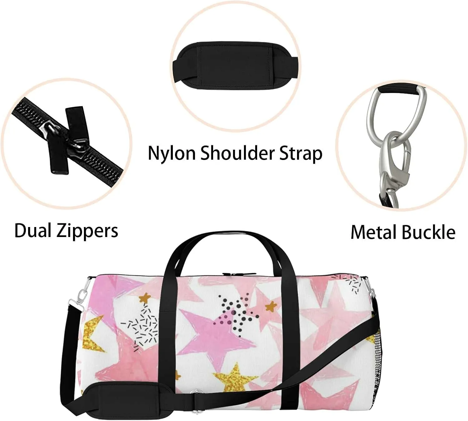 Sports Gym Bag for Women and Men Waterproof Stars Pattern Background Watercolor Duffel Bag Lightweight Carryon Traveling Boarding Gripsack