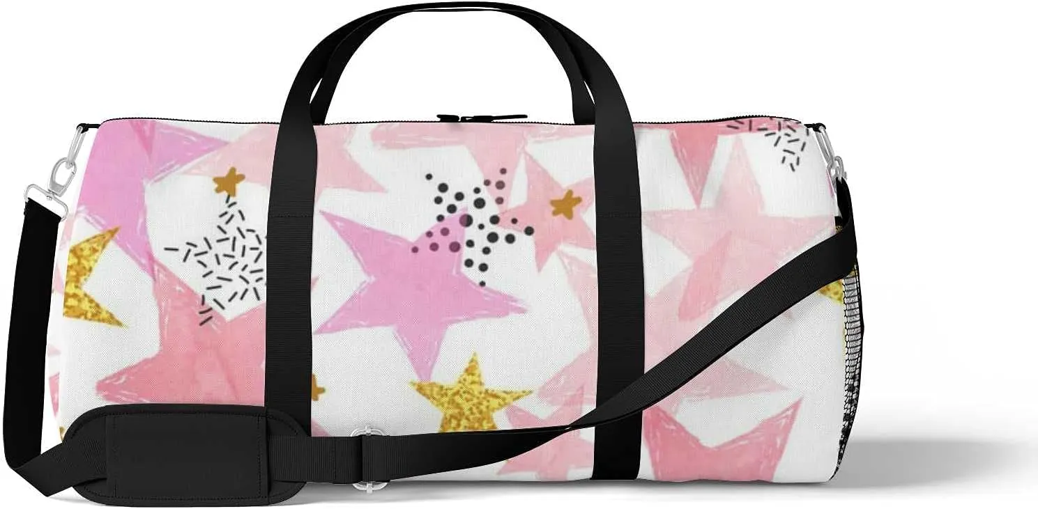 Sports Gym Bag for Women and Men Waterproof Stars Pattern Background Watercolor Duffel Bag Lightweight Carryon Traveling Boarding Gripsack
