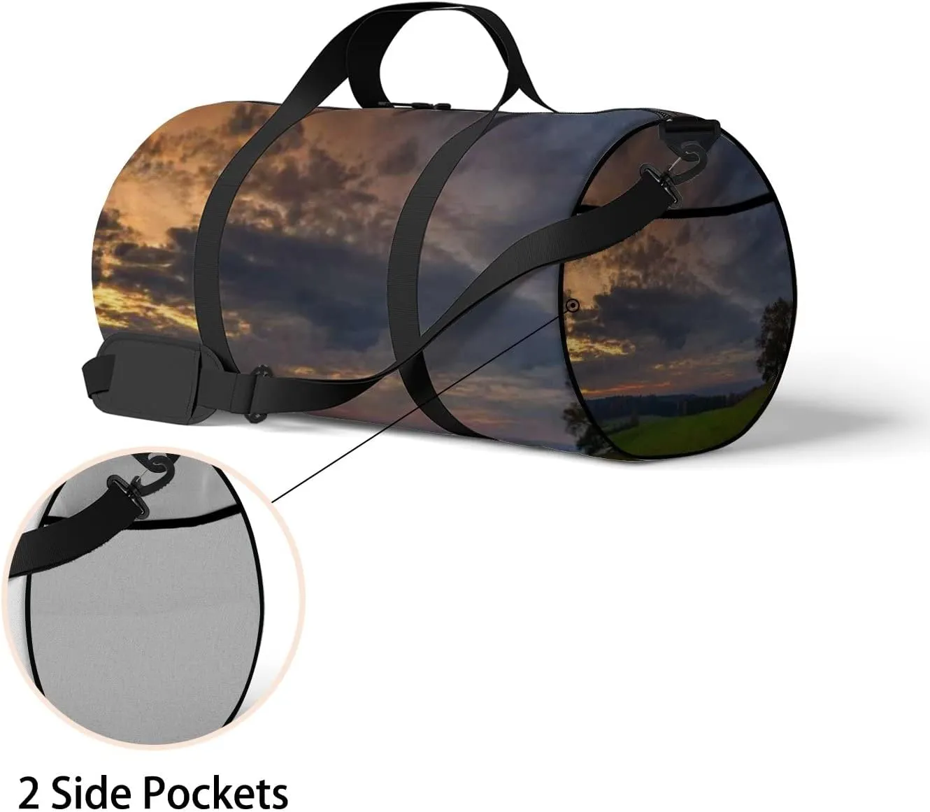 Sports Gym Bag for Women and Men Waterproof Sunset Landscape Duffel Bag Lightweight Carryon Traveling Boarding Gripsack
