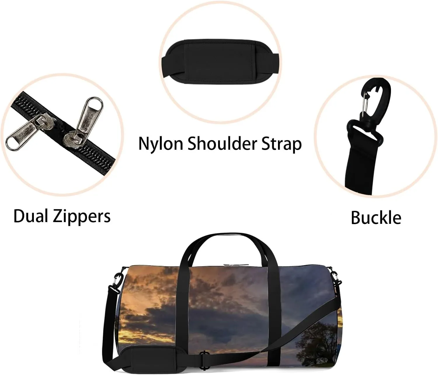 Sports Gym Bag for Women and Men Waterproof Sunset Landscape Duffel Bag Lightweight Carryon Traveling Boarding Gripsack