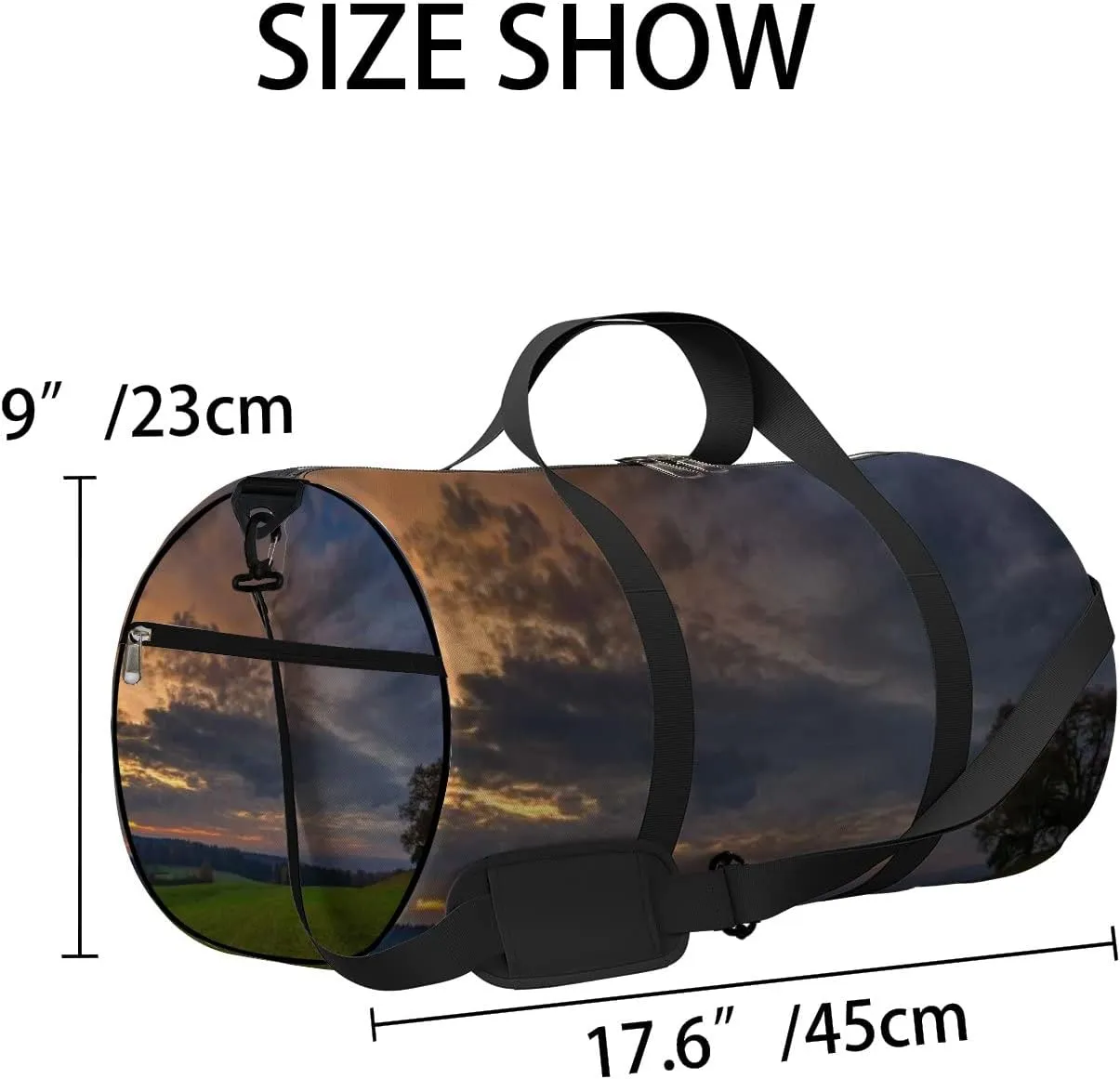Sports Gym Bag for Women and Men Waterproof Sunset Landscape Duffel Bag Lightweight Carryon Traveling Boarding Gripsack