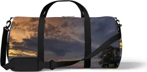 Sports Gym Bag for Women and Men Waterproof Sunset Landscape Duffel Bag Lightweight Carryon Traveling Boarding Gripsack
