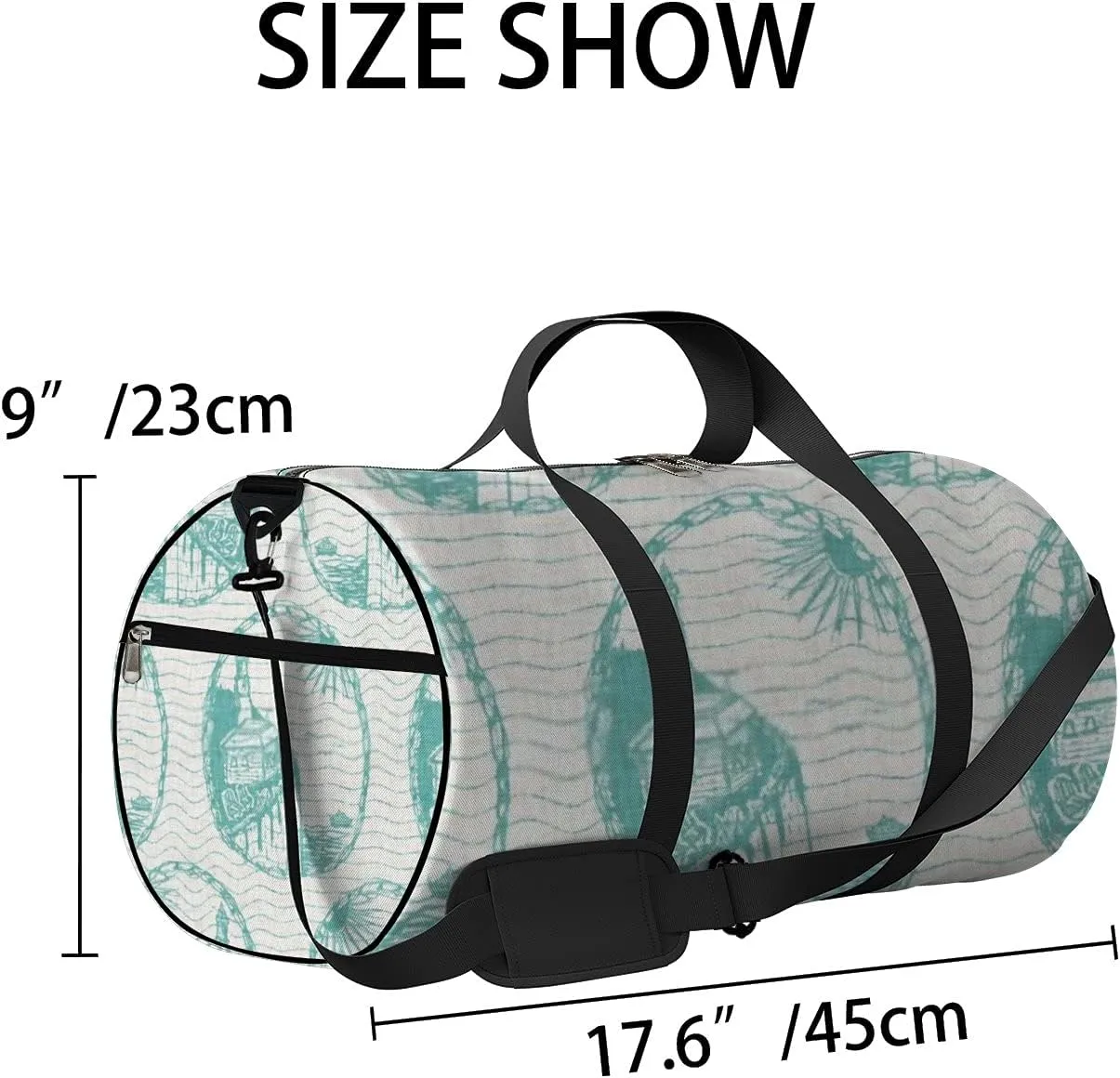 Sports Gym Bag for Women and Men Waterproof Teal Lighthouse Summer Coastal Living Style Duffel Bag Lightweight Carryon Traveling Boarding Gripsack