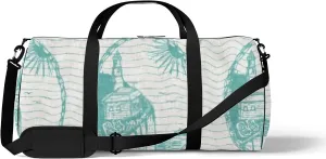Sports Gym Bag for Women and Men Waterproof Teal Lighthouse Summer Coastal Living Style Duffel Bag Lightweight Carryon Traveling Boarding Gripsack