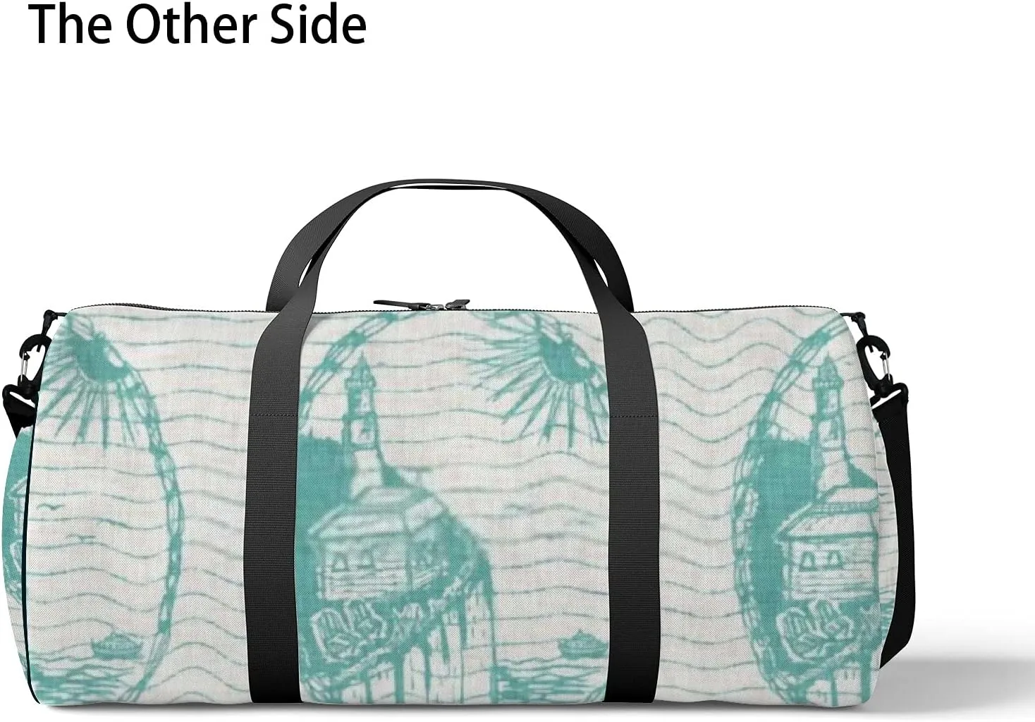 Sports Gym Bag for Women and Men Waterproof Teal Lighthouse Summer Coastal Living Style Duffel Bag Lightweight Carryon Traveling Boarding Gripsack