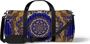 Sports Gym Bag for Women and Men Waterproof Vintage Floral Pattern Blue Duffel Bag Lightweight Carryon Traveling Boarding Gripsack
