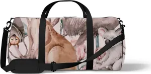 Sports Gym Bag for Women and Men Waterproof Watercolor Cartoon Kangaroo Duffel Bag Lightweight Carryon Traveling Boarding Gripsack