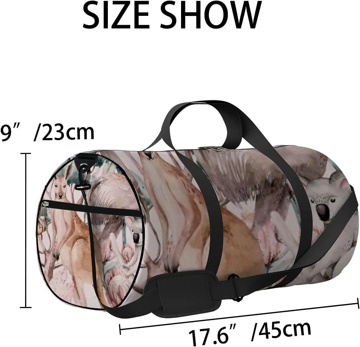 Sports Gym Bag for Women and Men Waterproof Watercolor Cartoon Kangaroo Duffel Bag Lightweight Carryon Traveling Boarding Gripsack