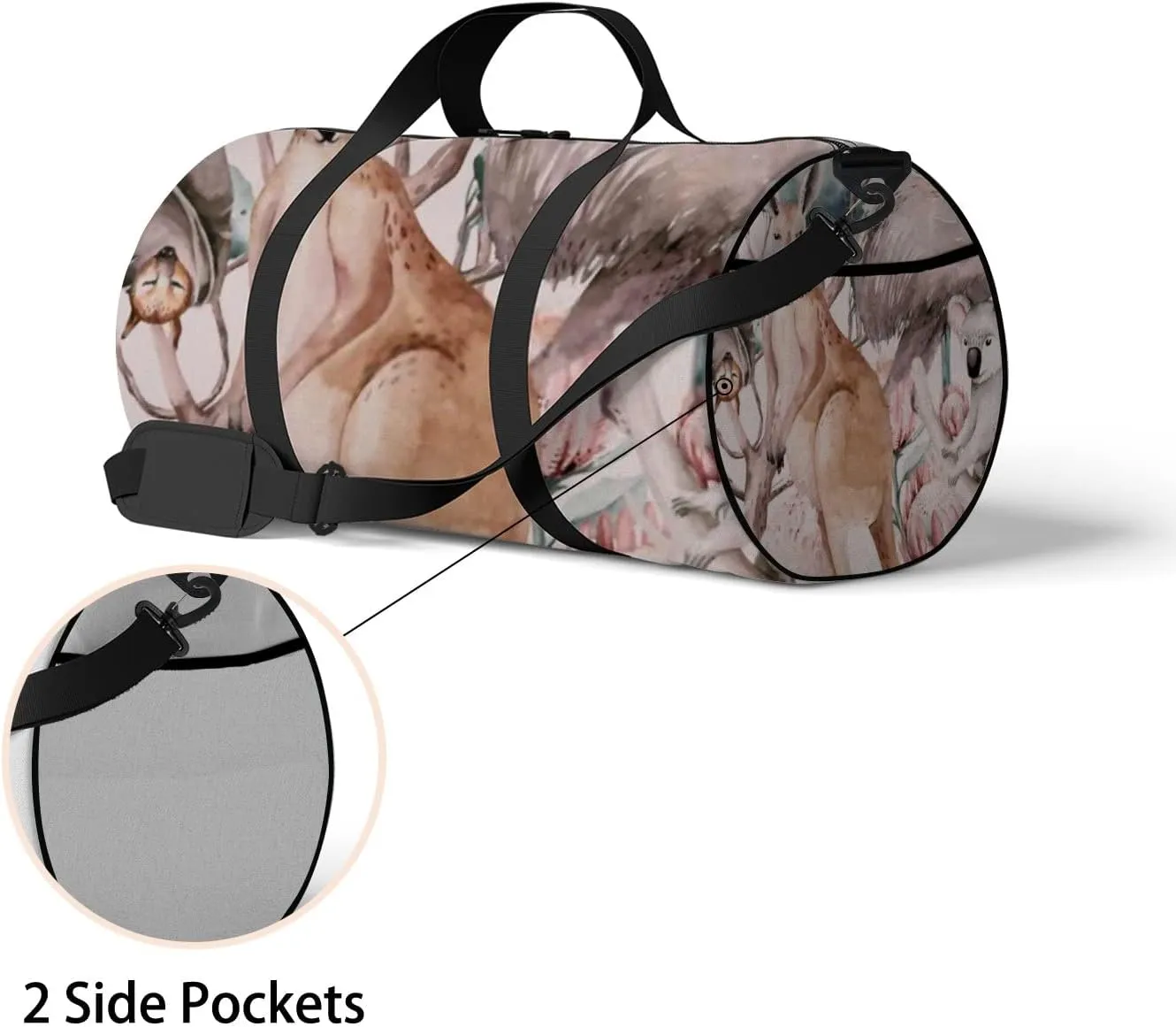 Sports Gym Bag for Women and Men Waterproof Watercolor Cartoon Kangaroo Duffel Bag Lightweight Carryon Traveling Boarding Gripsack