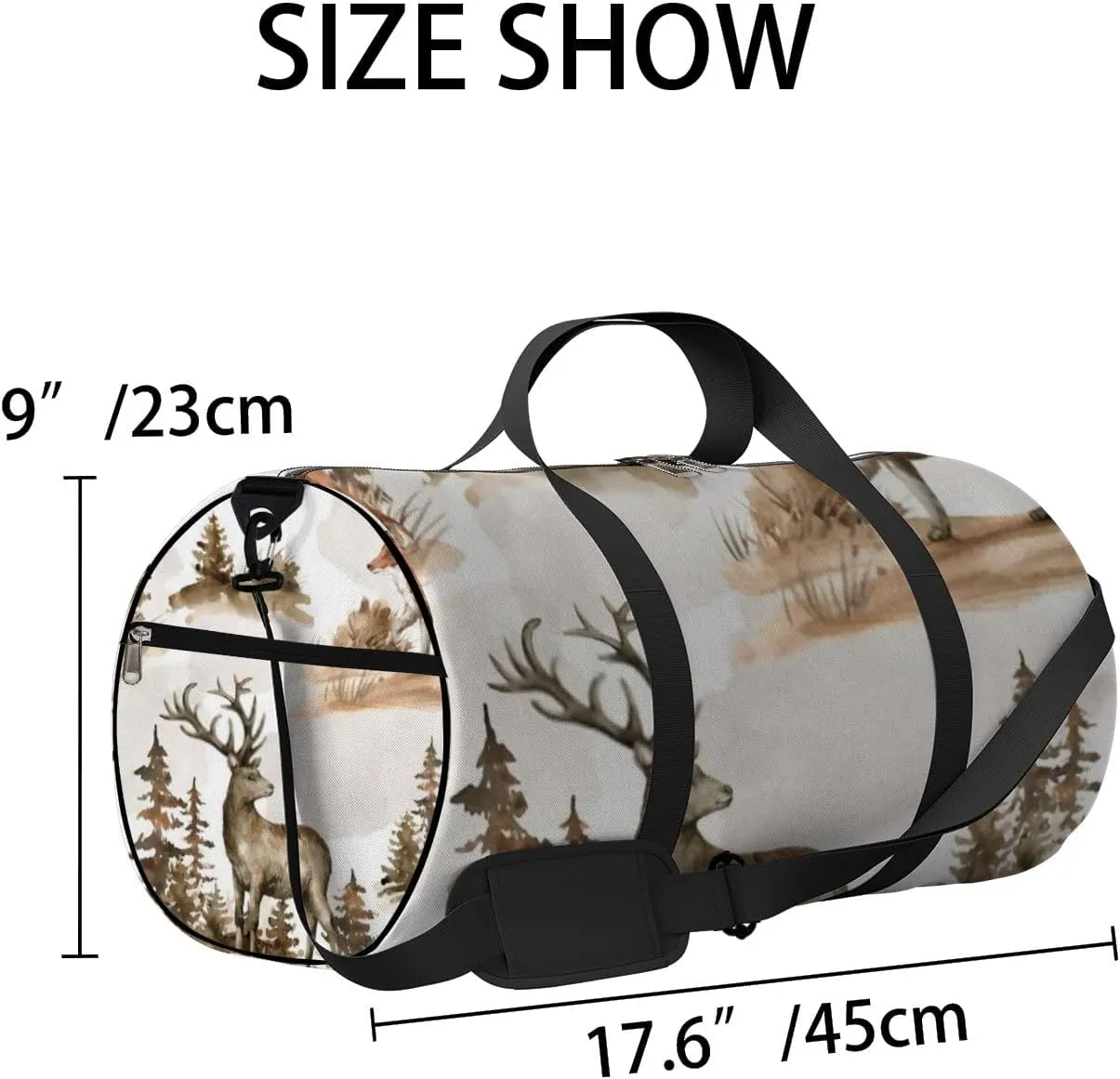 Sports Gym Bag for Women and Men Waterproof Watercolor Deer Wildlife Duffel Bag Lightweight Carryon Traveling Boarding Gripsack