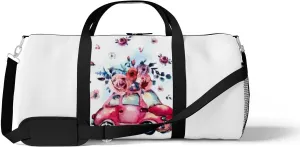 Sports Gym Bag for Women and Men Waterproof Watercolor with Cute Red Retro Car Duffel Bag Lightweight Carryon Traveling Boarding Gripsack