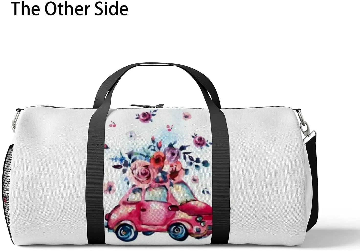 Sports Gym Bag for Women and Men Waterproof Watercolor with Cute Red Retro Car Duffel Bag Lightweight Carryon Traveling Boarding Gripsack