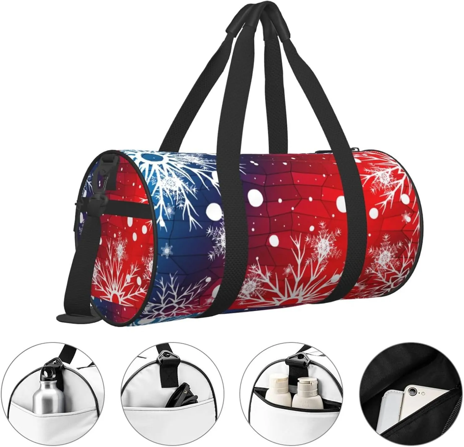 Sports Gym Duffle Bag Christmas Snow Foldable Lightweight Travel Bag