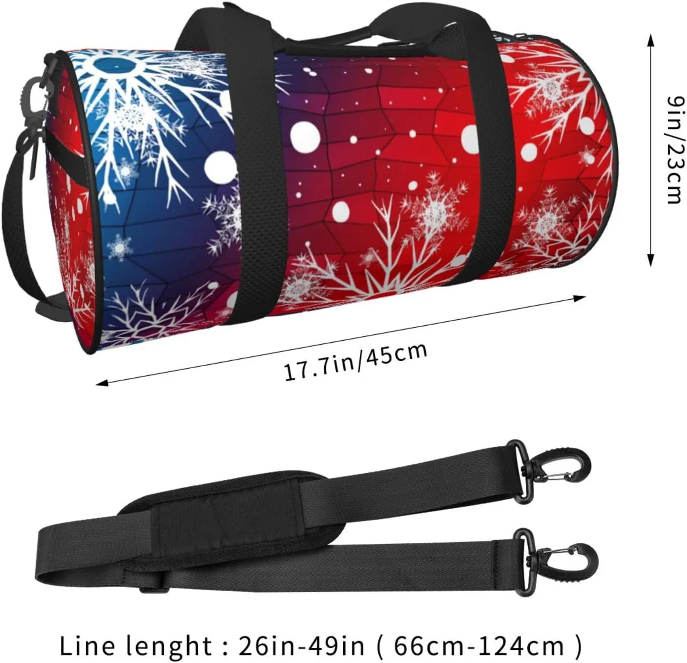 Sports Gym Duffle Bag Christmas Snow Foldable Lightweight Travel Bag