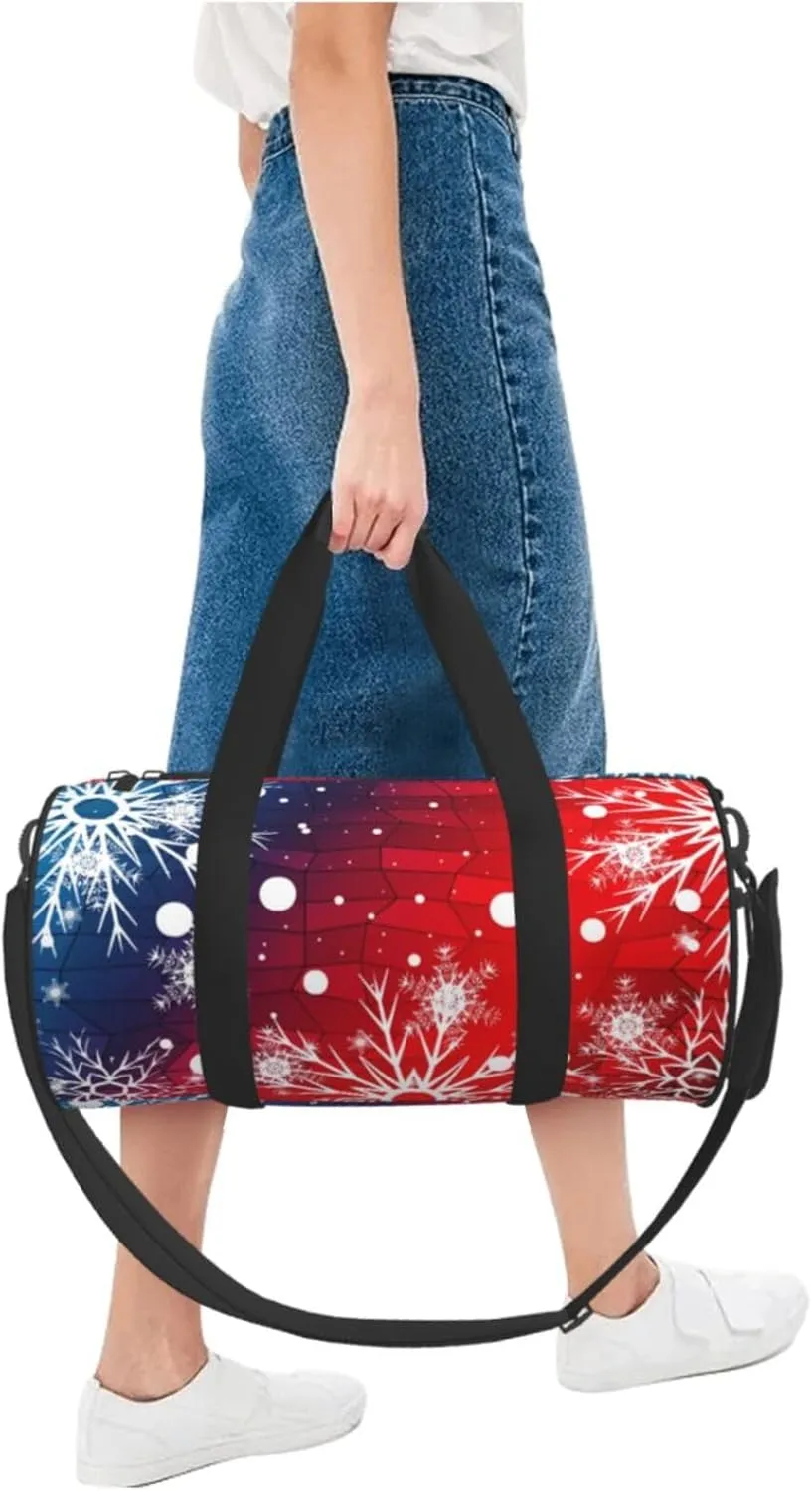 Sports Gym Duffle Bag Christmas Snow Foldable Lightweight Travel Bag