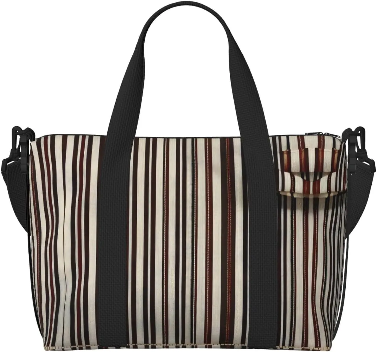 SSIMOO Brown Stripe Print Versatile Travel Duffel Bag,The Companion For Business And Personal Trips, Black