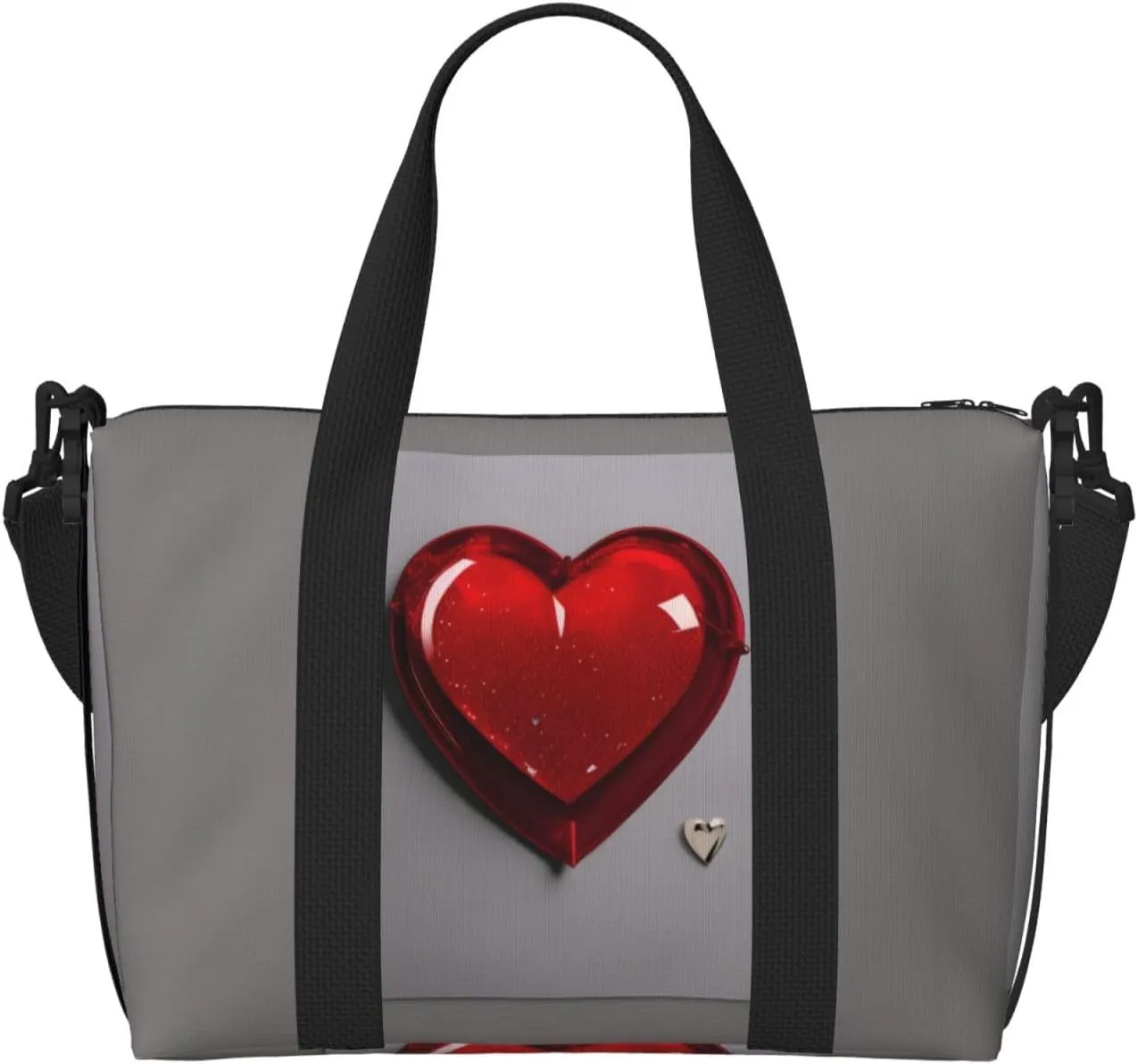 SSIMOO Romantic Reds Heart Picture Print Versatile Travel Duffel Bag,The Companion For Business And Personal Trips, Black