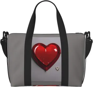 SSIMOO Romantic Reds Heart Picture Print Versatile Travel Duffel Bag,The Companion For Business And Personal Trips, Black