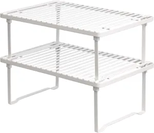 Stackable Metal Kitchen Storage Shelves, Cabinet Shelf Organizers Spice Rack（Set of 2 ）